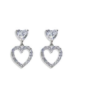 Silver Heart Drop Earrings M423